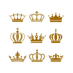 Crown icon set heraldic symbol vector illustration. - 253097772