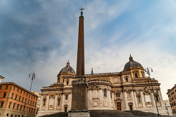 External facade of the apse on the north-west of the church of Santa Maria Maggiore (Basilica of Saint Mary Major) on Piazza dell'Esquilino in Rome, Italy