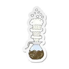 retro distressed sticker of a cartoon extra strong coffee jug