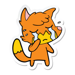 sticker of a crying fox cartoon