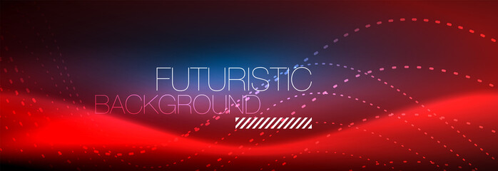 Glowing abstract wave on dark, shiny motion, magic space light. Vector techno abstract background