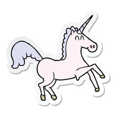 sticker of a cartoon unicorn