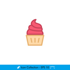 Cup Cake Icon / Vector - In Color Design