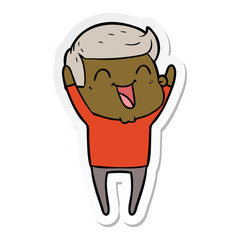 sticker of a cartoon man laughing