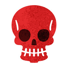 quirky retro illustration style cartoon skull