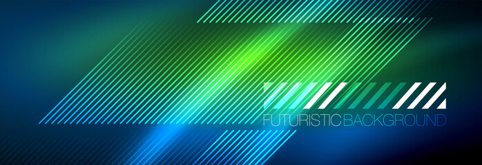 Neon glowing techno lines, hi-tech futuristic abstract background template with lines