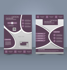 Flyer template. Business brochure. Editable A4 poster for design education, presentation, website, magazine cover. Purple color.