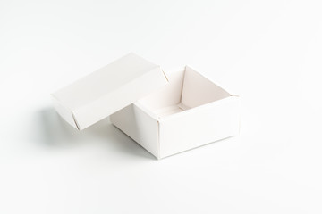 white rectangular cardboard box on a white background, moke up