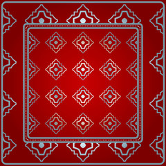Obraz premium Design For Square Fashion Print. For Pocket, Shawl, Textile, Bandanna. Geometric Pattern. Vector Illustration. Red silver color