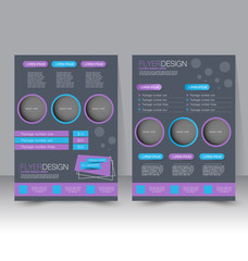 Naklejka premium Flyer template. Business brochure. Editable A4 poster for design, education, presentation, website, magazine cover. Purple and blue color.