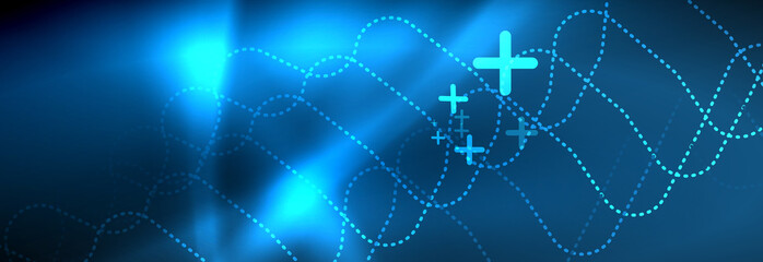 Neon glowing techno lines, hi-tech futuristic abstract background template with square shapes