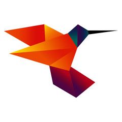 Multicolor hummingbird or origami icon