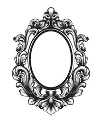 Baroque Mirror frame. Vector French Luxury rich intricate ornaments. Victorian Royal Style decors