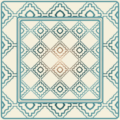 Decorative Ornament With Decorative Border. For Fashion Print, Bandanna, Tablecloth, Neck Scarf