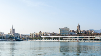 Fototapeta na wymiar Dock of the port of Malaga on a sunny day. Andalucia, Spain