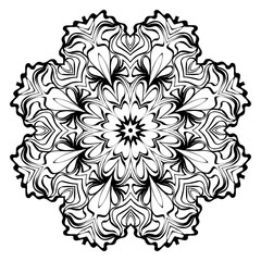 Decorative Ornament With Mandala. Home Decor Background. Vector Illustration. For Coloring Book, Greeting Card, Invitation, Tattoo. Anti-Stress Therapy Pattern. White, black