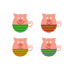 Set of cute colorful pigs