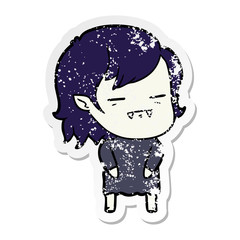 distressed sticker of a cartoon undead vampire girl