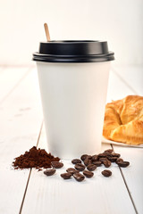 coffee cup isolated on a wooden table