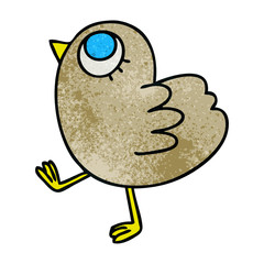 quirky hand drawn cartoon yellow bird