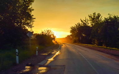 road in the autumn