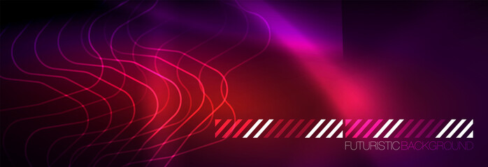 Glowing neon abstract lines, techno futuristic template