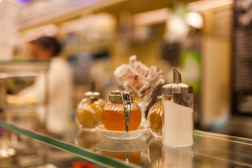 showcase cafe with food in Italy