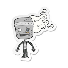 sticker of a cartoon old robot