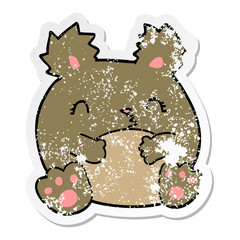 distressed sticker of a cartoon bear