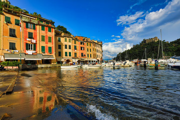 Portofino is a resort town in the Italian Riviera.  This is a popular tourism destination for travel in northwestern Liguria Italy.