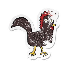 retro distressed sticker of a cartoon chicken
