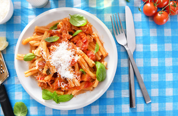 Italian style pasta with tomato sauce