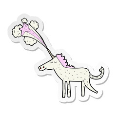 sticker of a cartoon magical unicorn