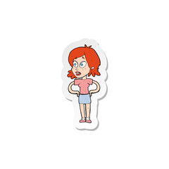 sticker of a cartoon woman with hands on hips