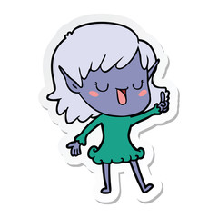 sticker of a cartoon elf girl