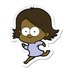 sticker of a happy cartoon girl
