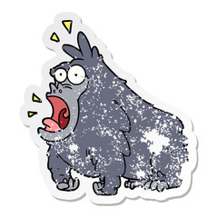 distressed sticker of a cartoon shouting gorilla