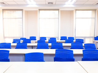 Empty seats and desks in the standard class room.