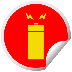 Obraz premium circular peeling sticker cartoon old battery