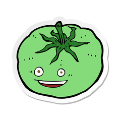 sticker of a cartoon green tomato