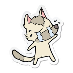 sticker of a cartoon crying wolf