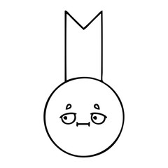 line drawing cartoon gold medal