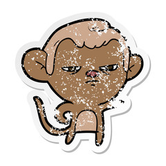 distressed sticker of a cartoon monkey