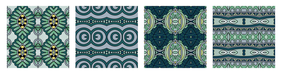 set of different seamless colored vintage geometric pattern