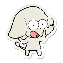 distressed sticker of a cute cartoon elephant