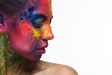 Beautiful woman portrait with bright art make-up