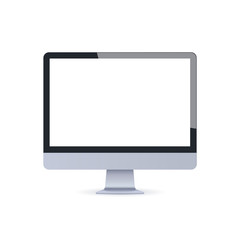 modern desktop monitor mockup blank empty screen computer display digital technology concept white background