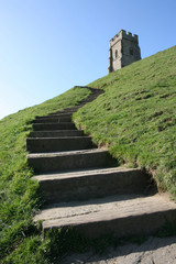 Fototapeta na wymiar Steps leading to Glastonbury Tor