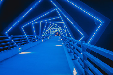 The High Trestle Trail Bridge in Boone, Iowa during the Night