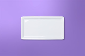 Fototapeta premium Empty white plate on violet purple gradient background